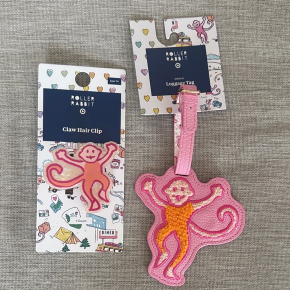 Roller Rabbit Pink and Orange Monkey Set - Picture 1 of 1